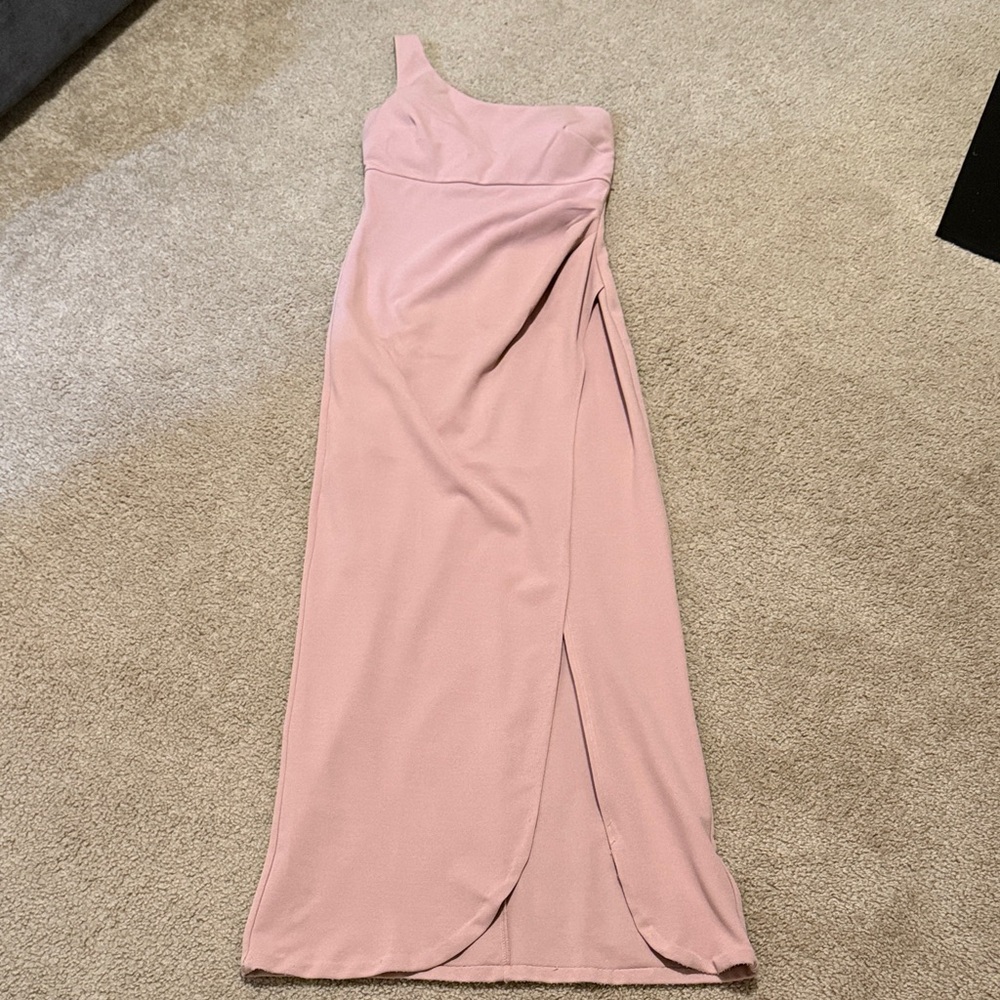 Elegant One-Shoulder Pink Dress